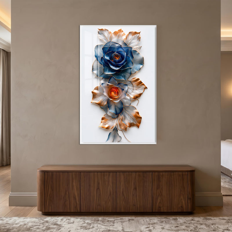 Sapphire Rose Duet with white frame
