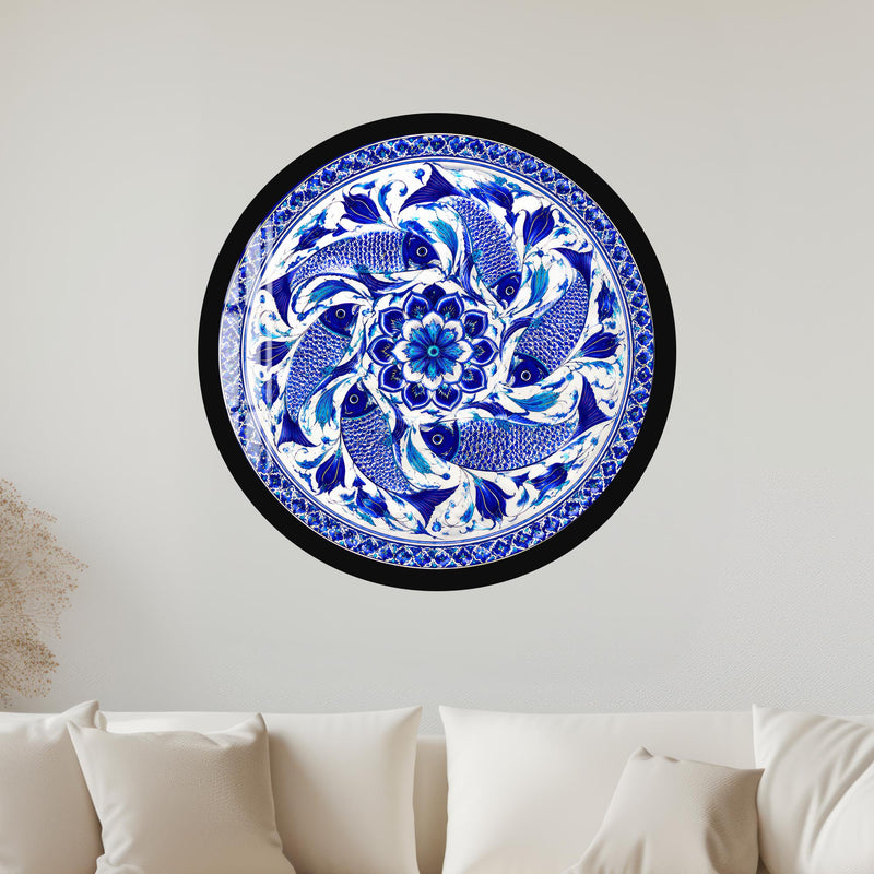 Sapphire Koi Mandala with black frame