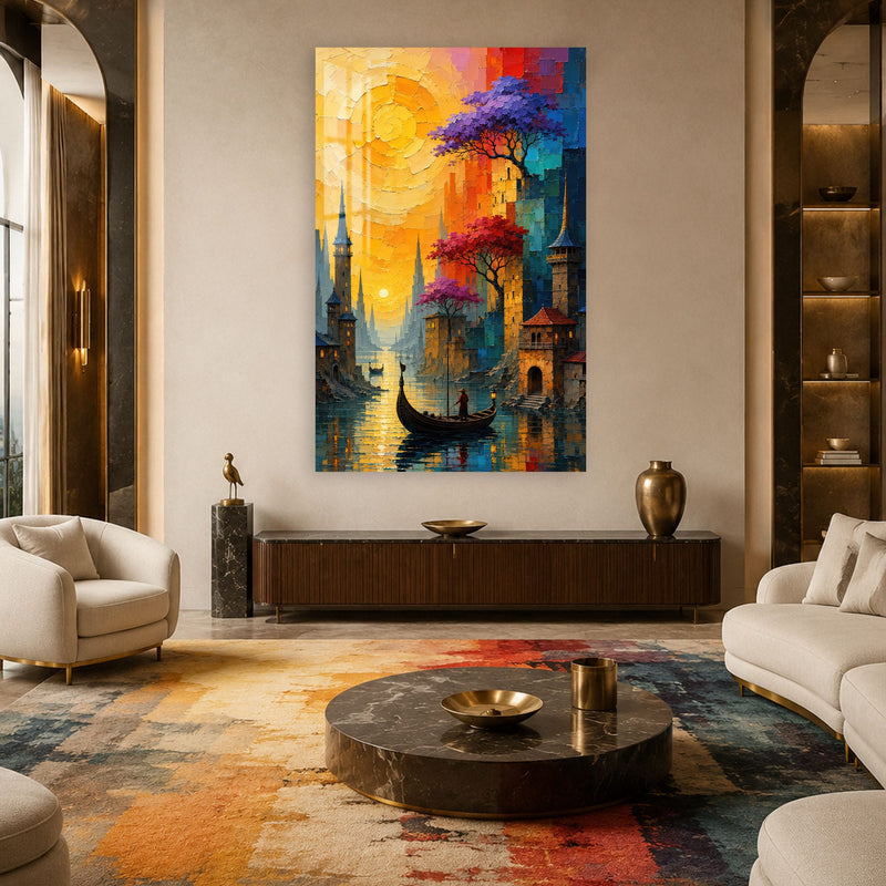 Artronauts Glass Print Golden Canal City Glass Wall Art