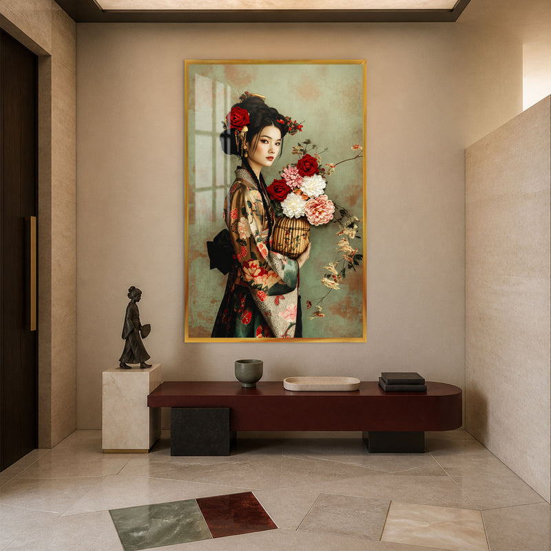Rose Kimono with gold frame