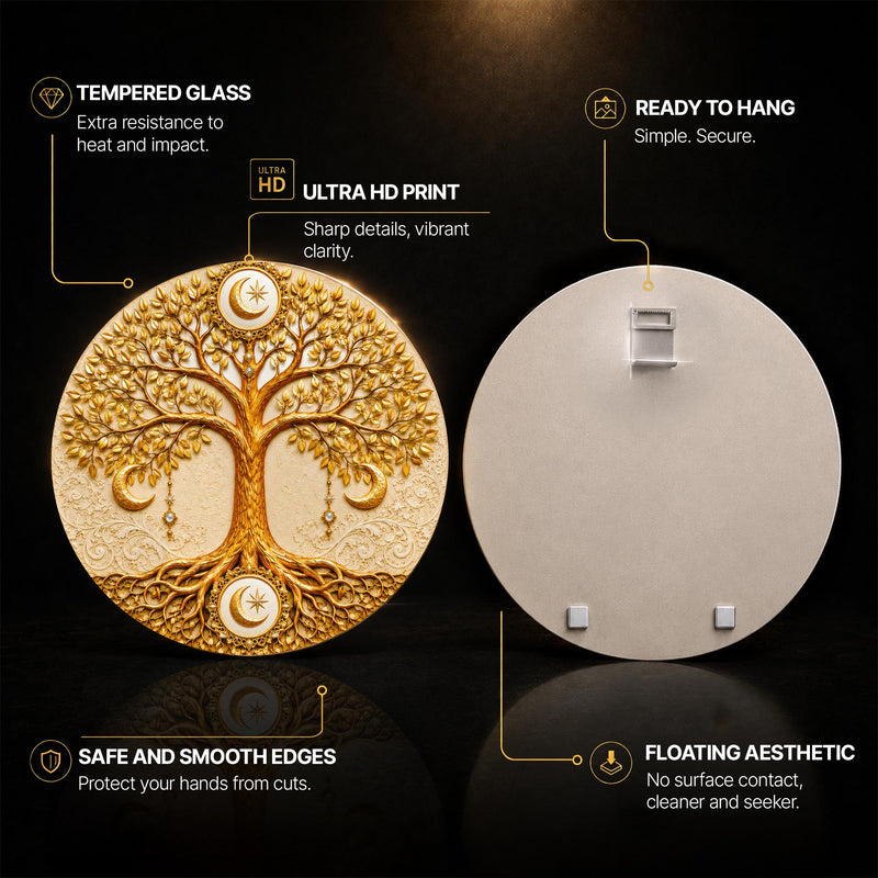 Celestial Tree of Life — tempered glass, ultra HD print, ready to hang