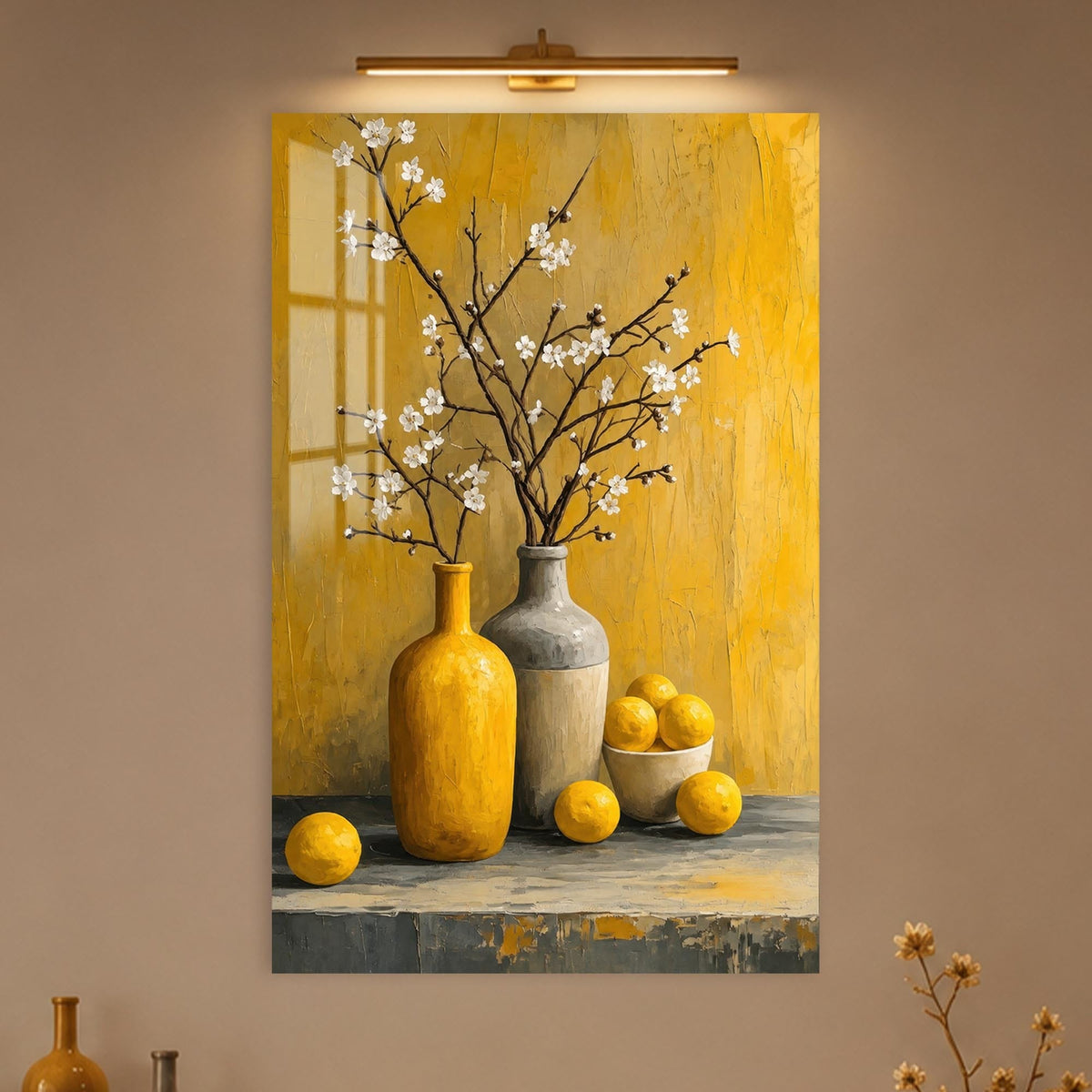 Yellow Blossom Still Life in a modern room