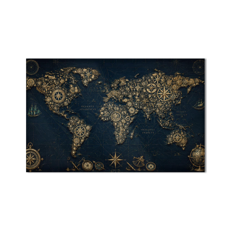 Gilded Navigator World Map product shot on white background