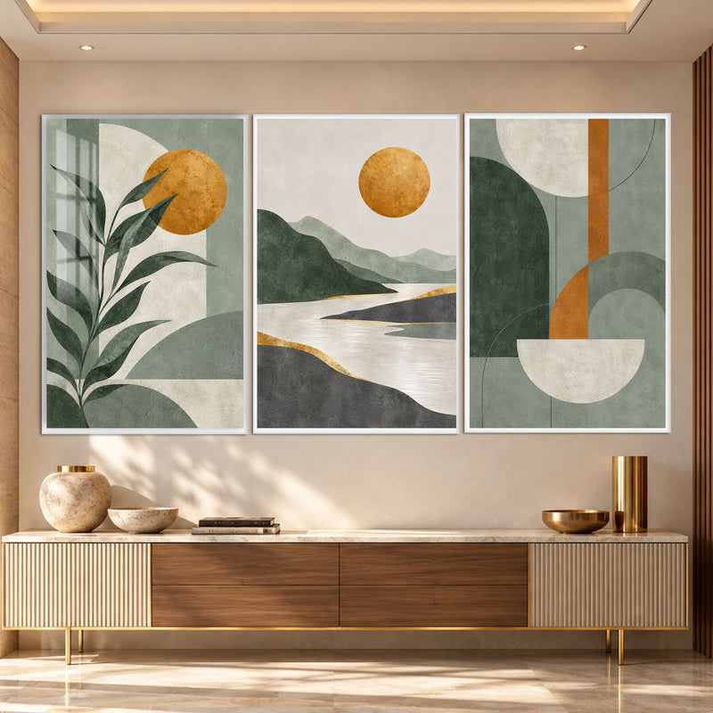 Sage Sunset with white frame