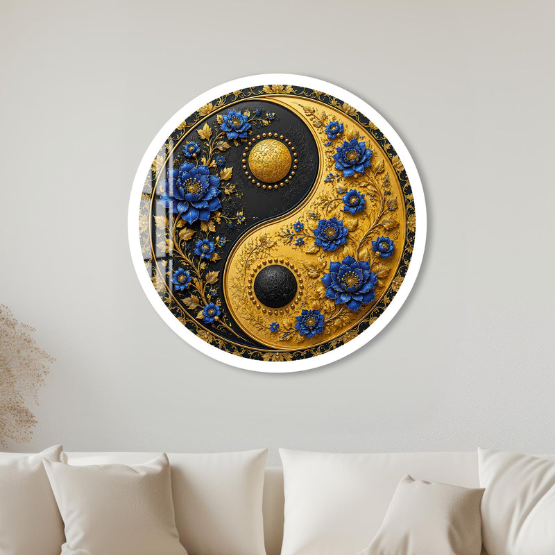 Floral Yin Yang with white frame