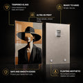 Cubist Woman in Hat — tempered glass, ultra HD print, ready to hang