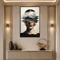Artronauts Glass Print 12x18 cm | 4.7"x7.1" / Black Mountain Veiled Woman Glass Wall Art