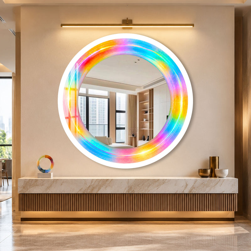 Prismatic Rainbow Halo with white frame