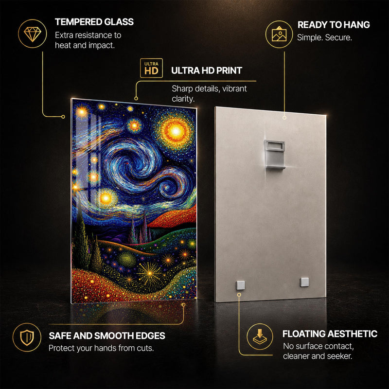 Celestial Whirlwind — tempered glass, ultra HD print, ready to hang