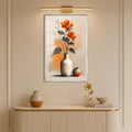Orange Flowers and Vases with silver frame