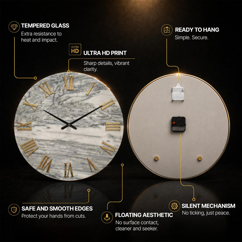 Golden Roman Marble — tempered glass, ultra HD print, ready to hang