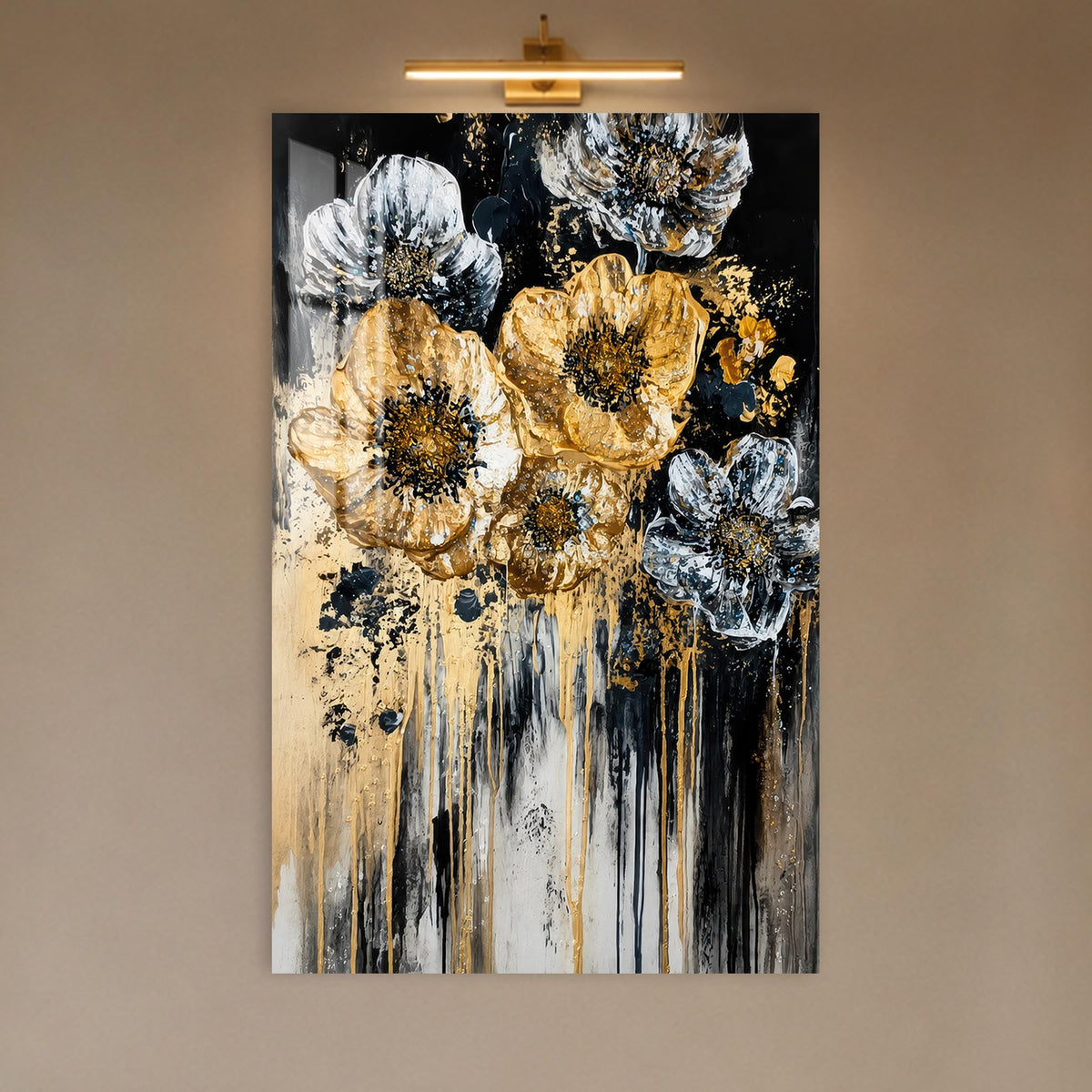 Gilded Midnight Flowers in a modern room