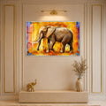Artronauts Glass Print 18x12 cm | 7.1"x4.7" / Silver Sunset Elephant Glass Wall Art