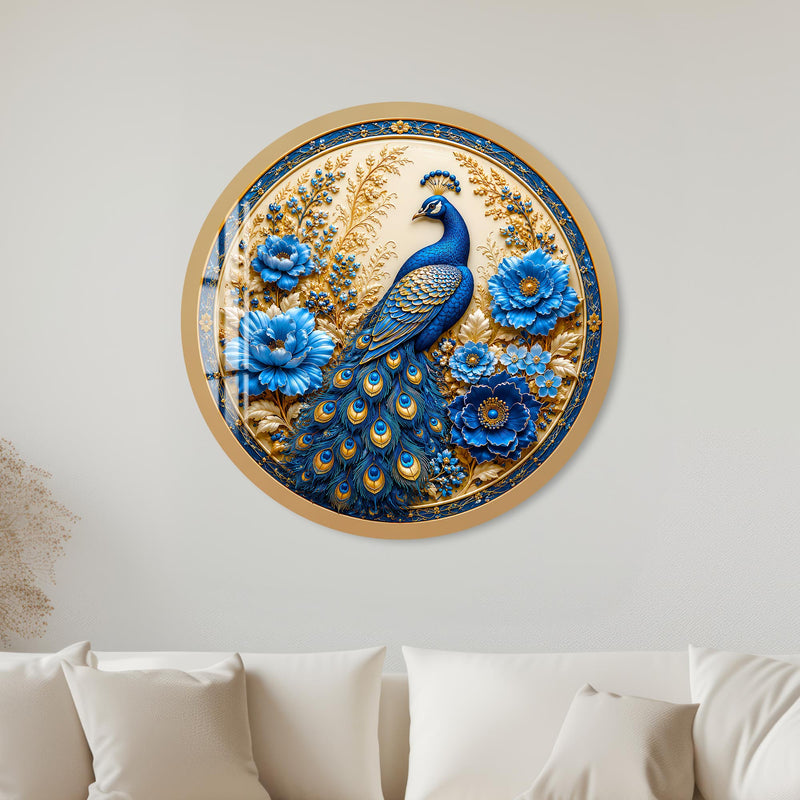 Regal Peacock Garden with gold frame