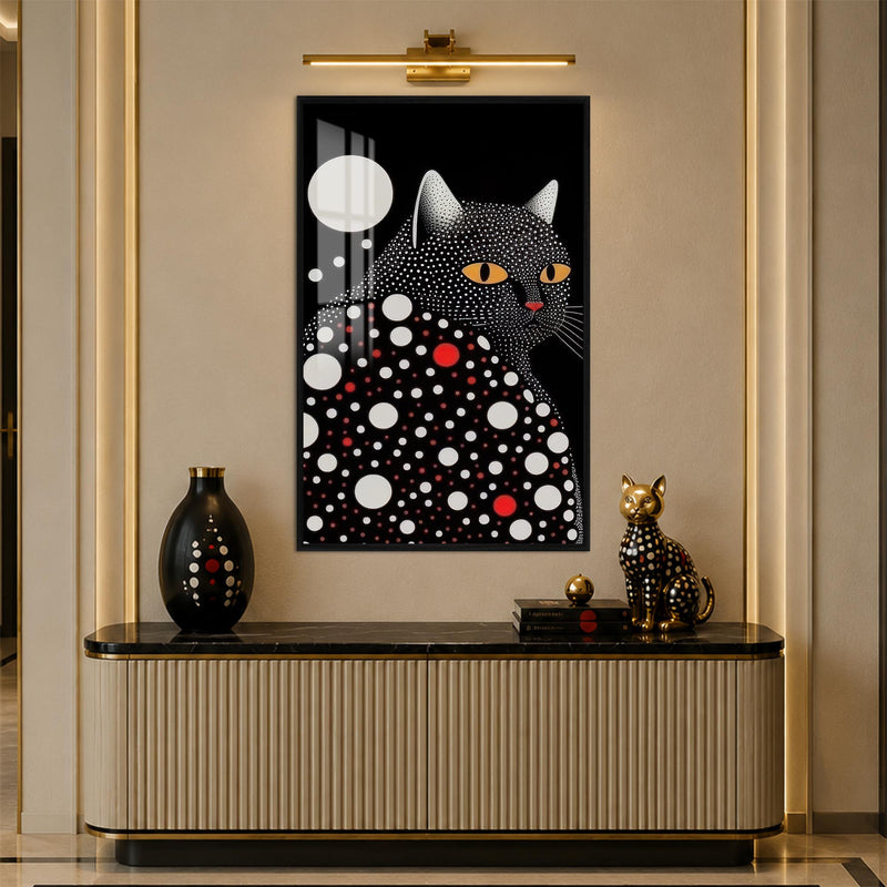 Dotted Midnight Cat with black frame