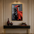 Crimson Equestrian Elegance with gold frame