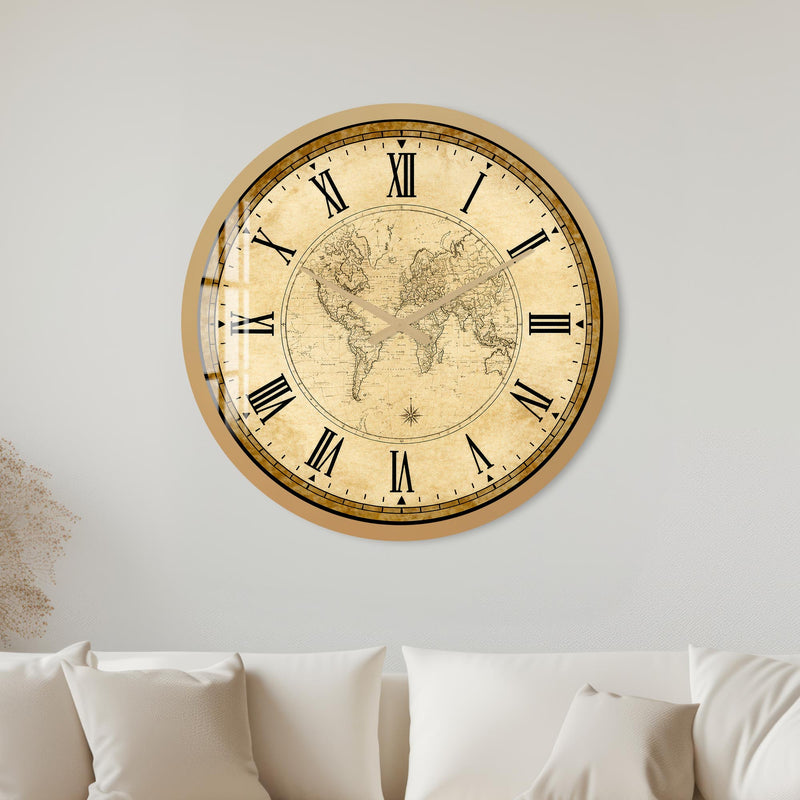 Vintage World Map with gold frame