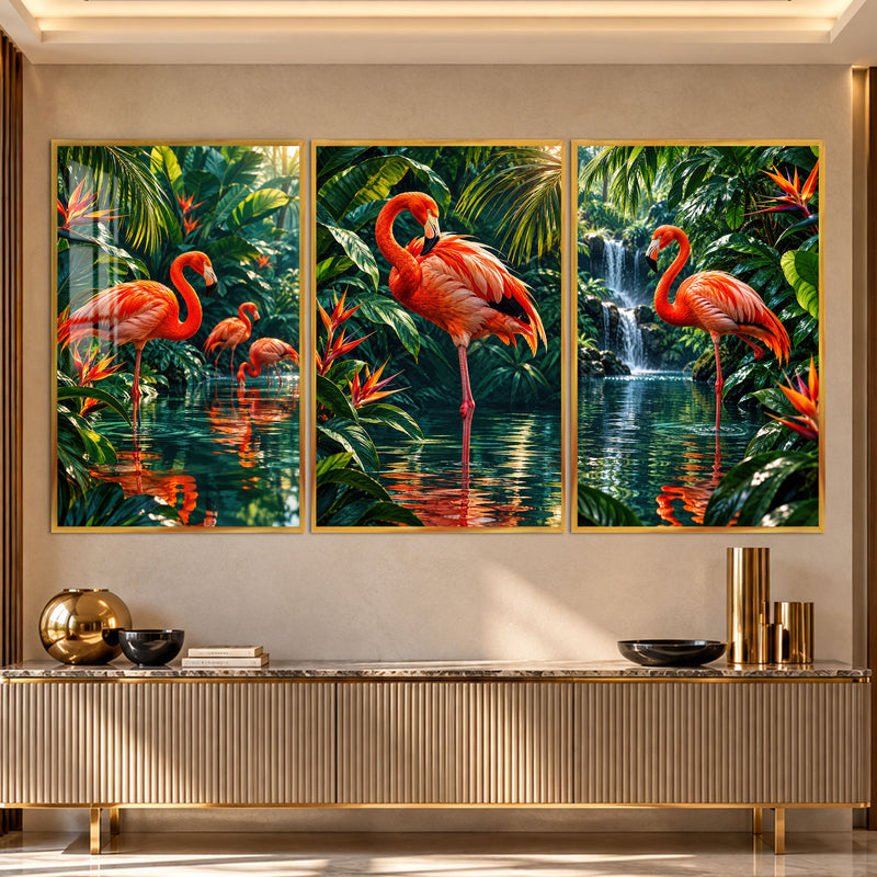 Tropical Flamingo with gold frame