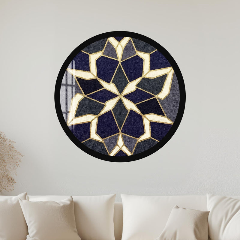 Navy Gold Star Tile Mosaic with black frame
