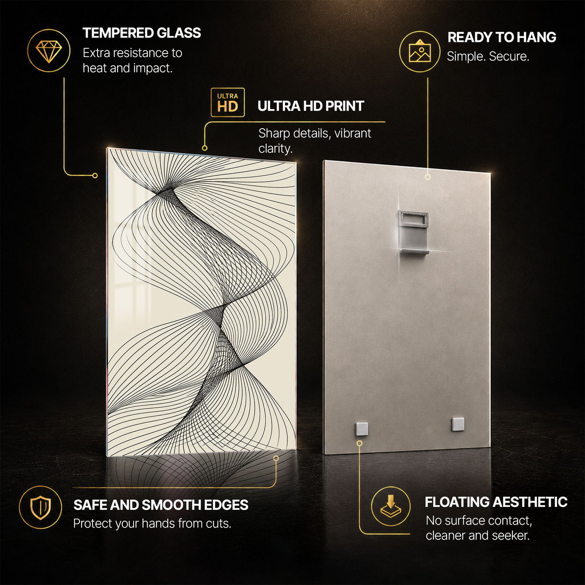 Abstract Flow — tempered glass, ultra HD print, ready to hang
