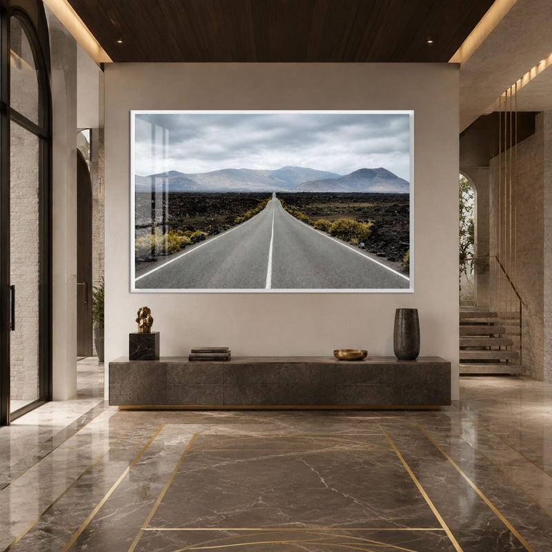 Artronauts Glass Print 18x12 cm | 7.1"x4.7" / White Road Through Lava Glass Wall Art