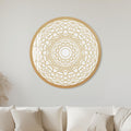 Golden Radial Mandala Line Art with gold frame