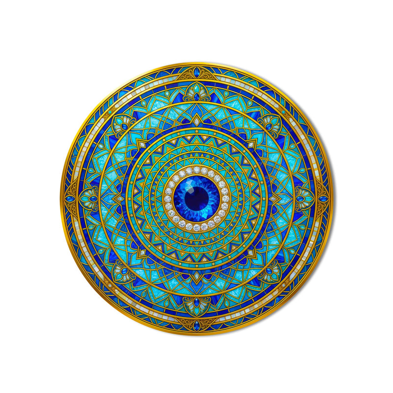 Turquoise Evil Eye Mandala product shot on white background