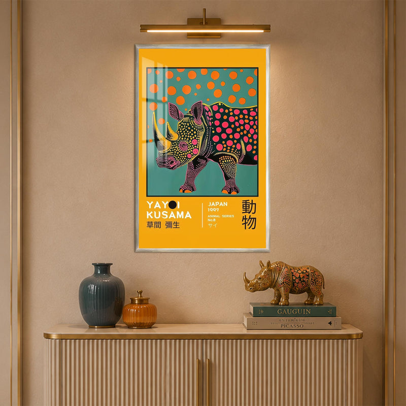 Polka Dot Rhino with silver frame