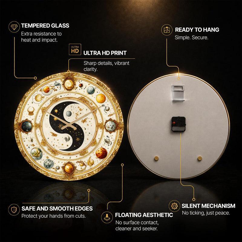 Celestial Yin Yang — tempered glass, ultra HD print, ready to hang