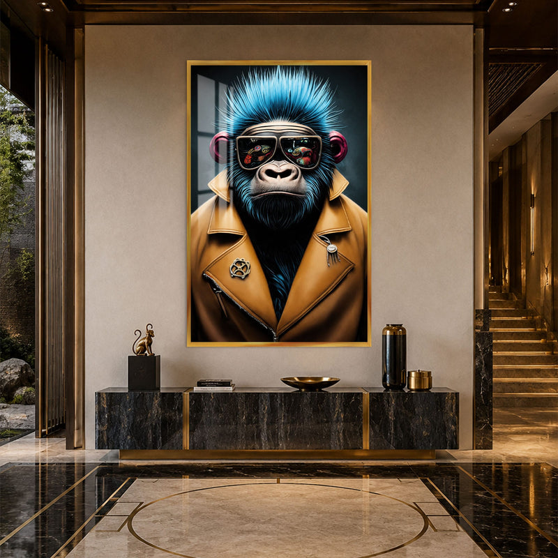Artronauts Glass Print 12x18 cm | 4.7"x7.1" / Gold Cyber Gorilla Glass Wall Art