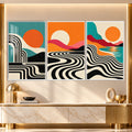 Retro Sunset with white frame