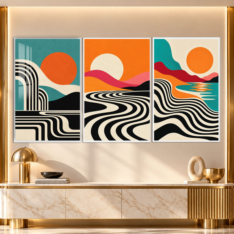 Retro Sunset with white frame