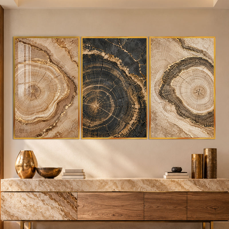 Golden Tree Ring II with gold frame