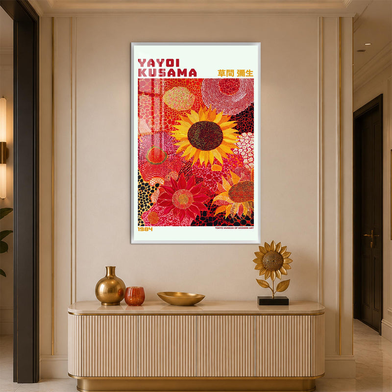 Dotted Sunflower Garden with white frame