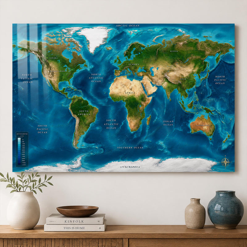 Ocean Relief World Map lifestyle view