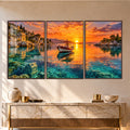 Sunset Cove with walnut frame