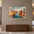 Venetian Canal Window with gold frame