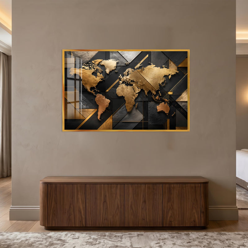 Gilded World Atlas with gold frame