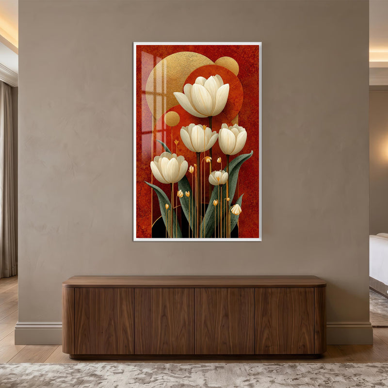 Golden Ivory Blooms with white frame