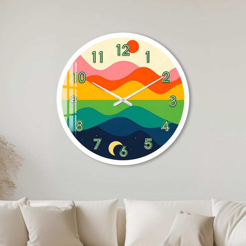 Retro Sunset Waves with white frame