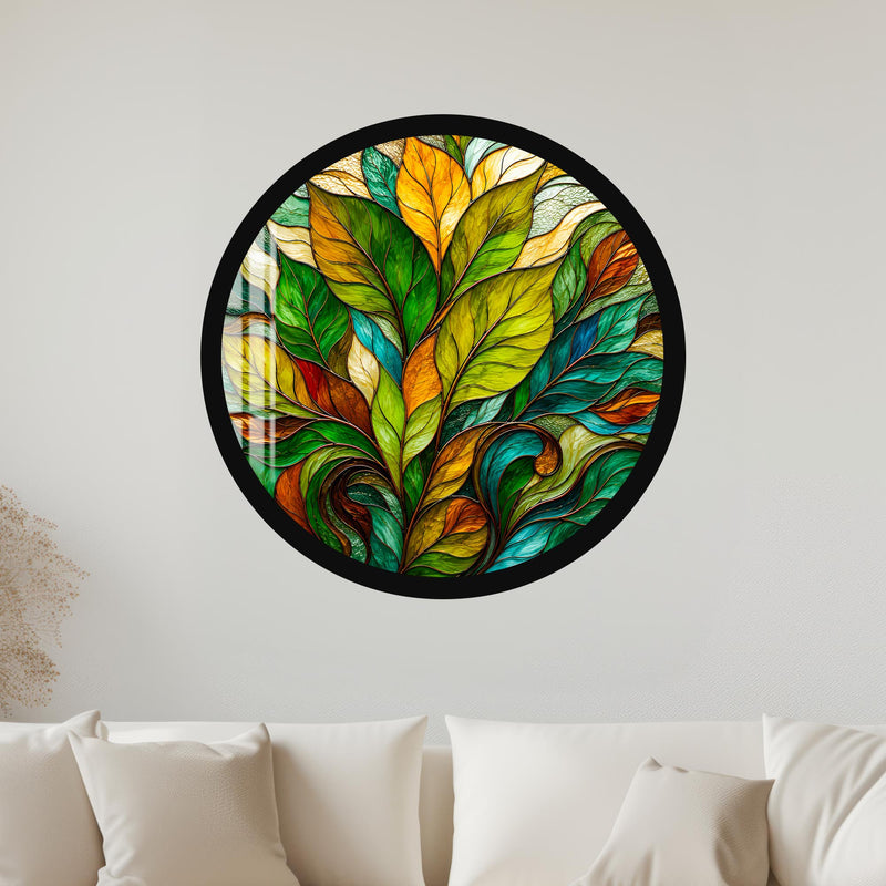 Stained Glass Foliage with black frame
