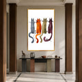 Four Curious Cats with gold frame