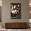 Midnight Floral Opulence with walnut frame