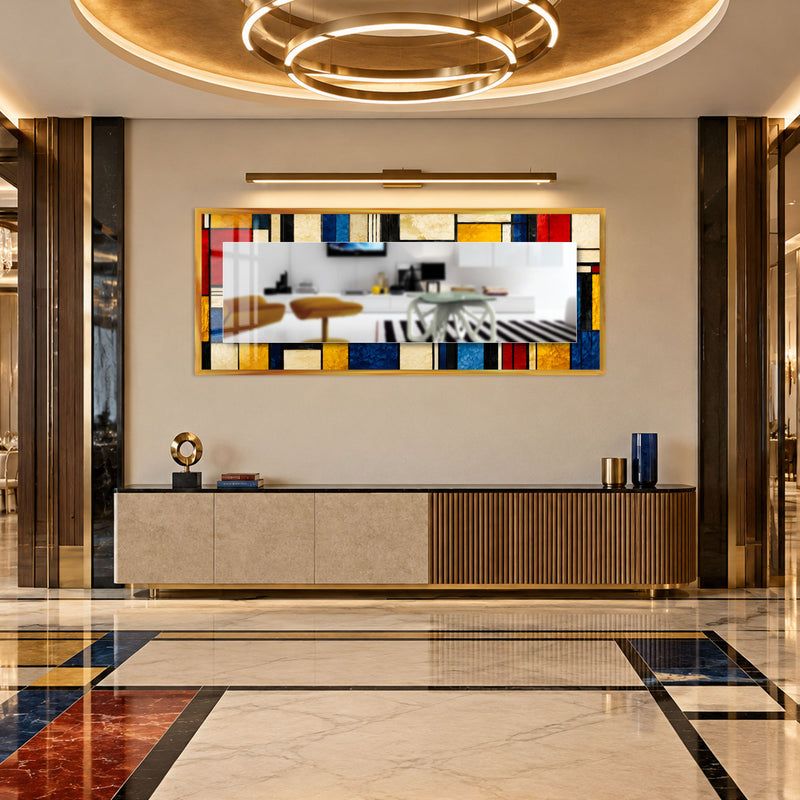 Mondrian Stained Glass with black frame
