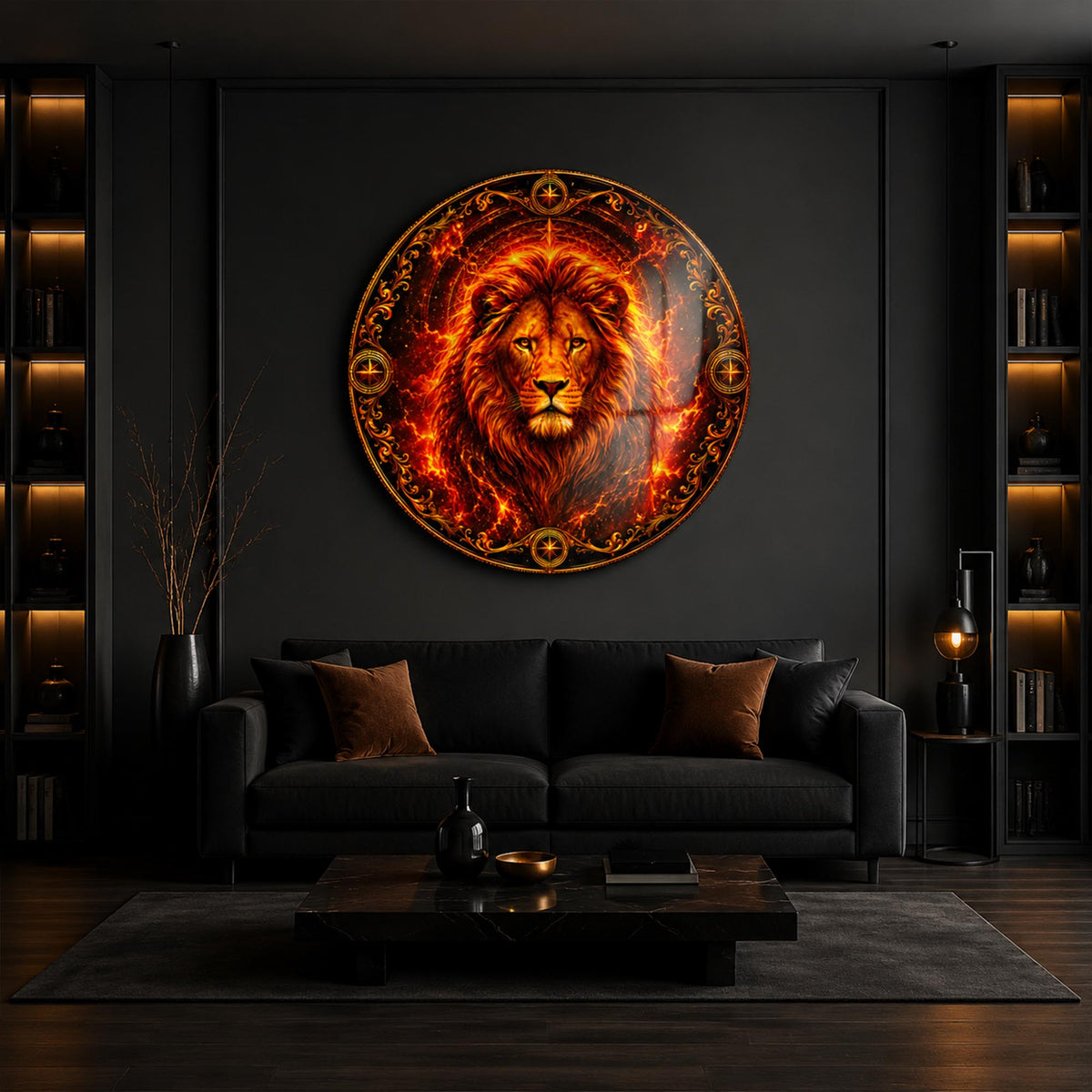 Lion Of Fire — tempered glass, ultra HD print, ready to hang