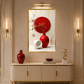 Crimson Vase Harmony with gold frame