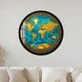 Turquoise Explorer Map with gold frame
