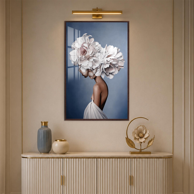 Floral Reverie with walnut frame