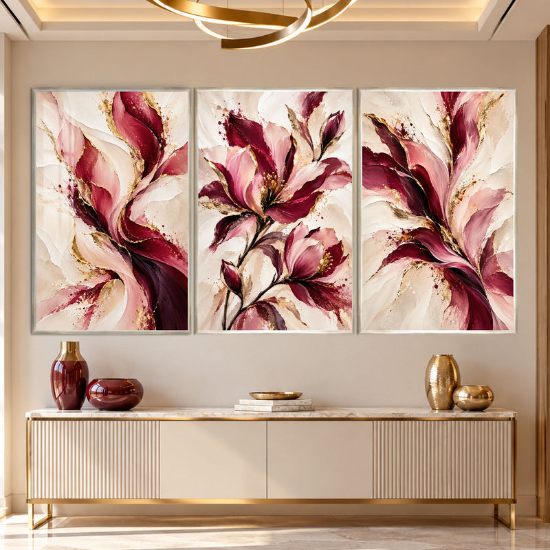 Crimson Blossom with silver frame