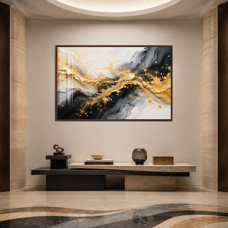 Gilded Marble Current with walnut frame